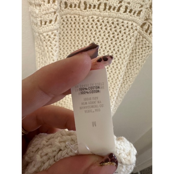 Aerie Crochet Mini Dress Button Front Sleeveless Cream Medium Festival - Picture 10 of 11